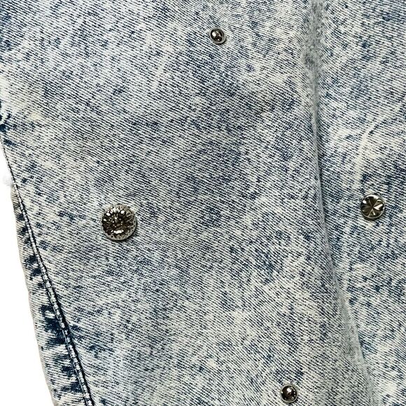 Fringe Acid Wash Denim 2 Piece Jeans Suit Vintage 90s Andiamo Womens Blue Small - Picture 8 of 16